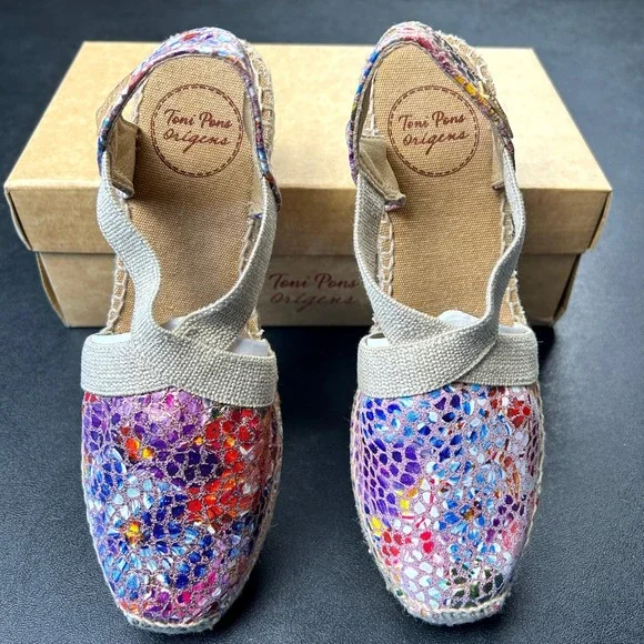 Toni Pons Telva‎ Espadrille Wedge Pump 37 Womens Leather Size 6.5 NEW - Picture 3 of 7